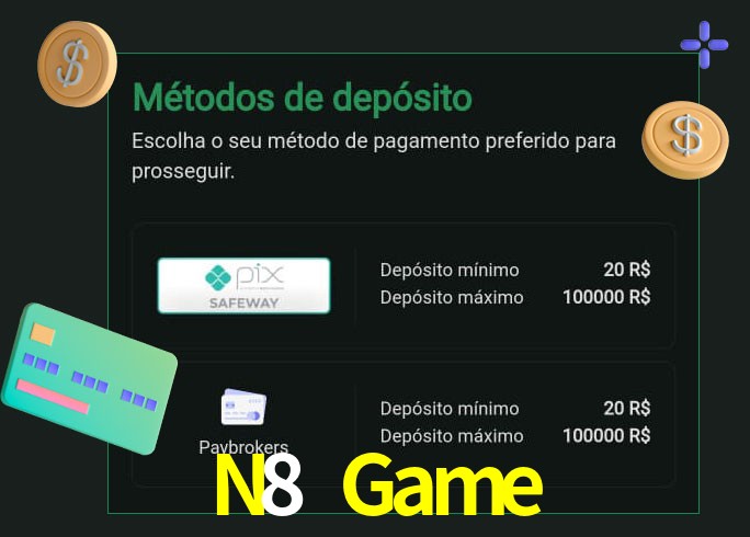 O cassino N8 Game oferece uma grande variedade de métodos de pagamento